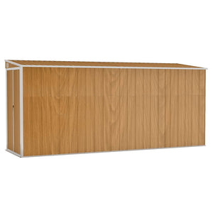 vidaXL Wall-Mounted Garden Shed Brown 118 x 382 x 178 cm Galvanized Steel