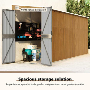 vidaXL Wall-Mounted Garden Shed Brown 118 x 382 x 178 cm Galvanized Steel
