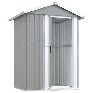vidaXL Garden Shed Grey 126x97.5x177 cm Galvanized Steel