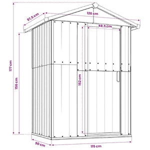 vidaXL Garden Shed Grey 126x97.5x177 cm Galvanized Steel