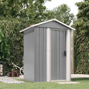 vidaXL Garden Shed Grey 126x97.5x177 cm Galvanized Steel