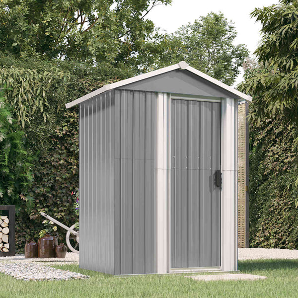 vidaXL Garden Shed Grey 126x97.5x177 cm Galvanized Steel