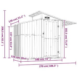 vidaXL Garden Shed Anthracite 270x130x208.5 cm Galvanized Steel