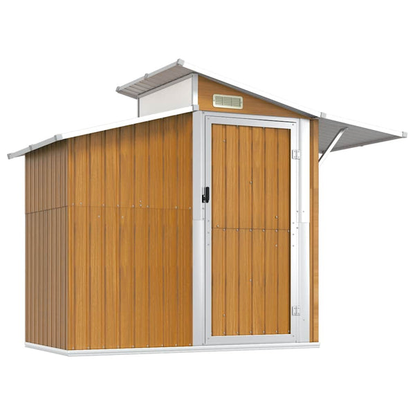 vidaXL Garden Shed Brown 270x130x208.5 cm Galvanized Steel
