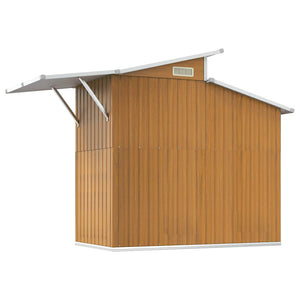 vidaXL Garden Shed Brown 270x130x208.5 cm Galvanized Steel