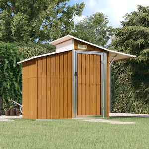 vidaXL Garden Shed Brown 270x130x208.5 cm Galvanized Steel