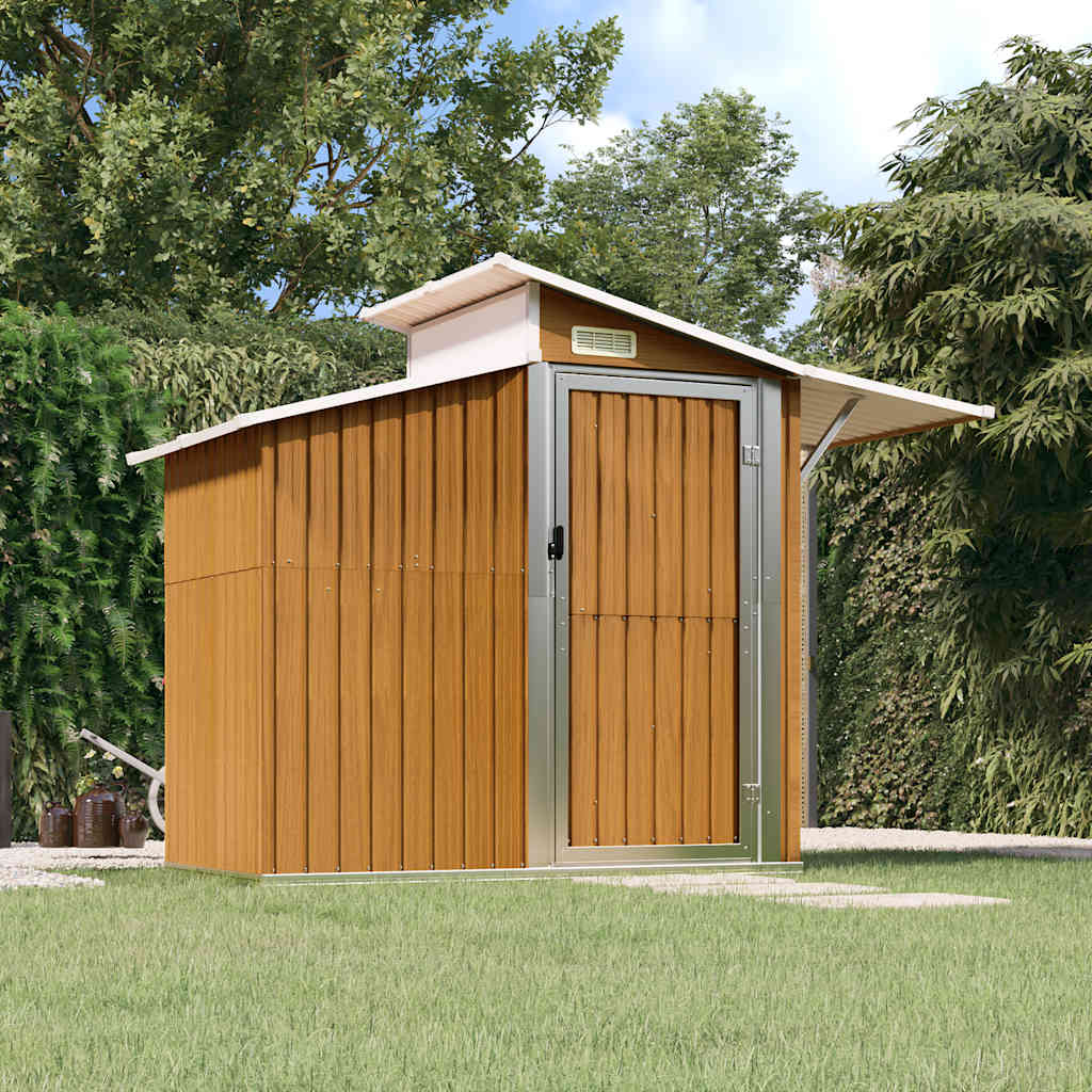 vidaXL Garden Shed Brown 270x130x208.5 cm Galvanized Steel