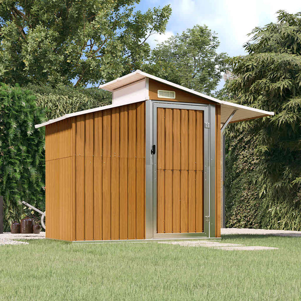 vidaXL Garden Shed Brown 270x130x208.5 cm Galvanized Steel