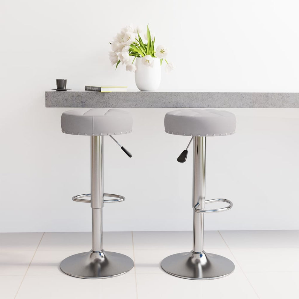 vidaXL Bar Stools 2 pcs Grey Fabric