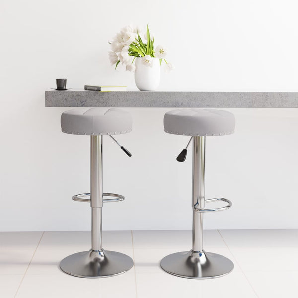vidaXL Bar Stools 2 pcs Grey Fabric
