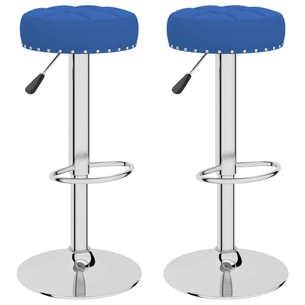 vidaXL Bar Stools 2 pcs Blue Fabric