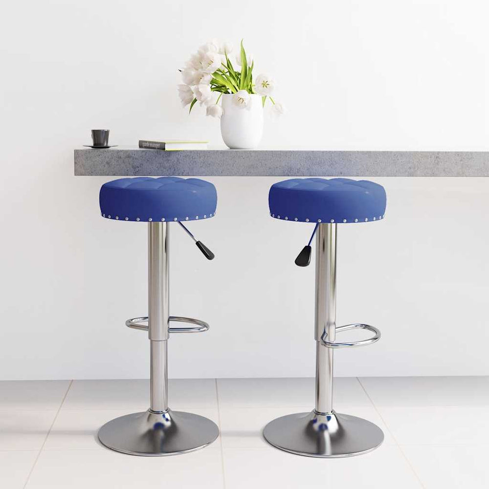 vidaXL Bar Stools 2 pcs Blue Fabric