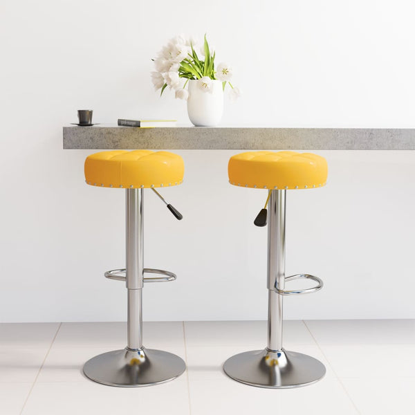 vidaXL Bar Stools 2 pcs. Mustard Yellow Fabric