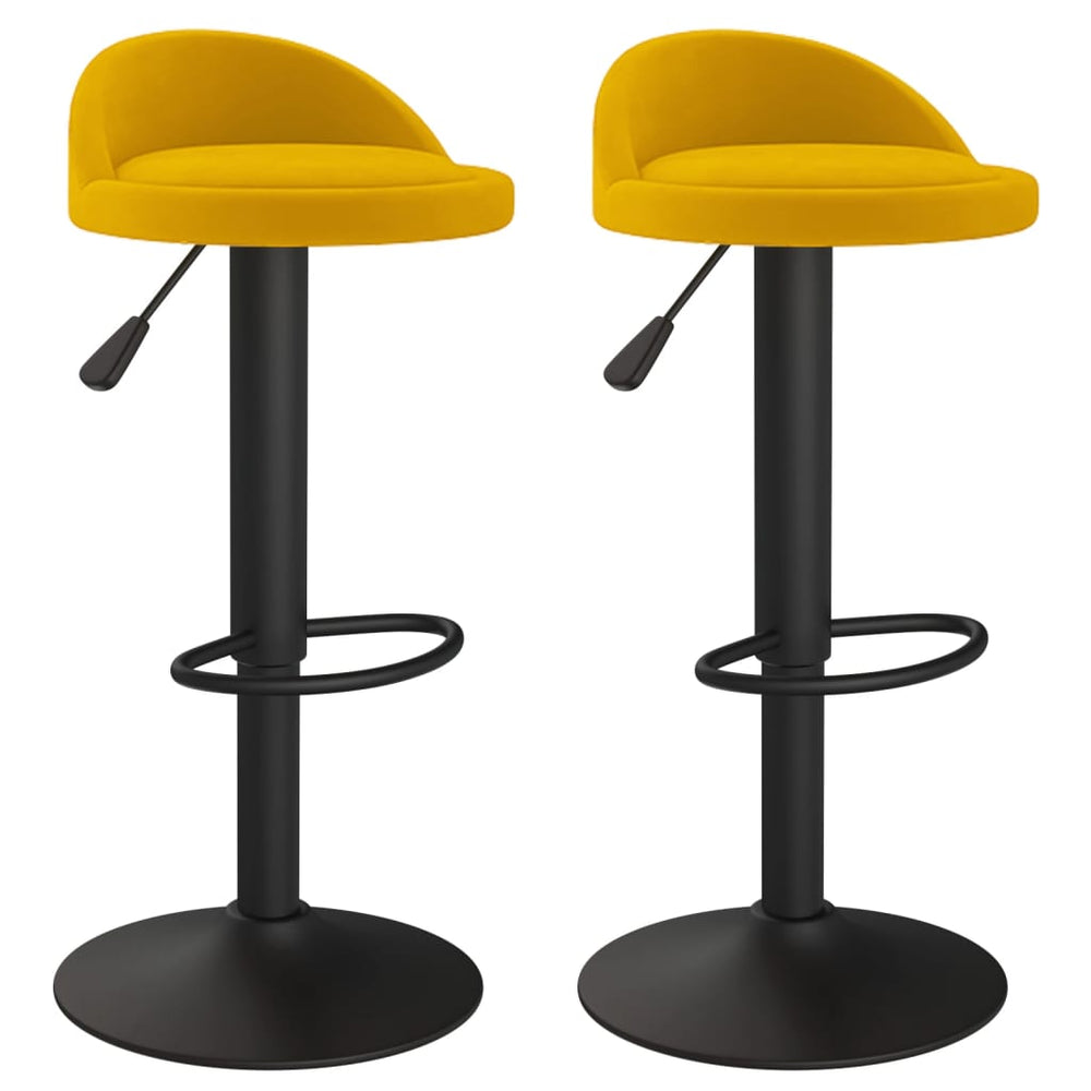 Gelbe Samt Barhocker, 2er Set