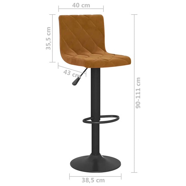 vidaXL Bar Stools 2 pcs. Brown Velvet