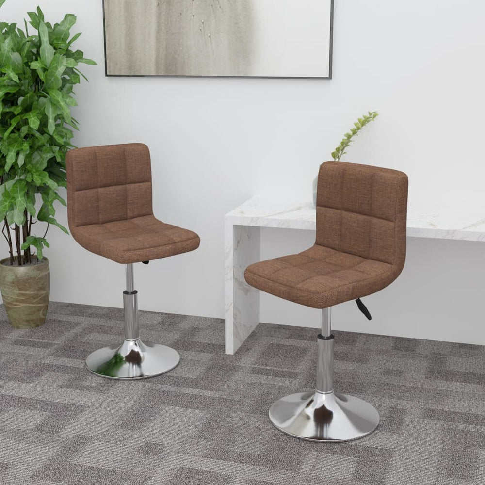 vidaXL Dining Chairs 2 pcs Swivel Brown Fabric