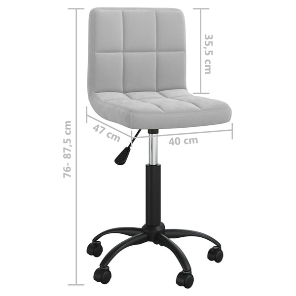 vidaXL Swivel Office Chair Light Grey Velvet