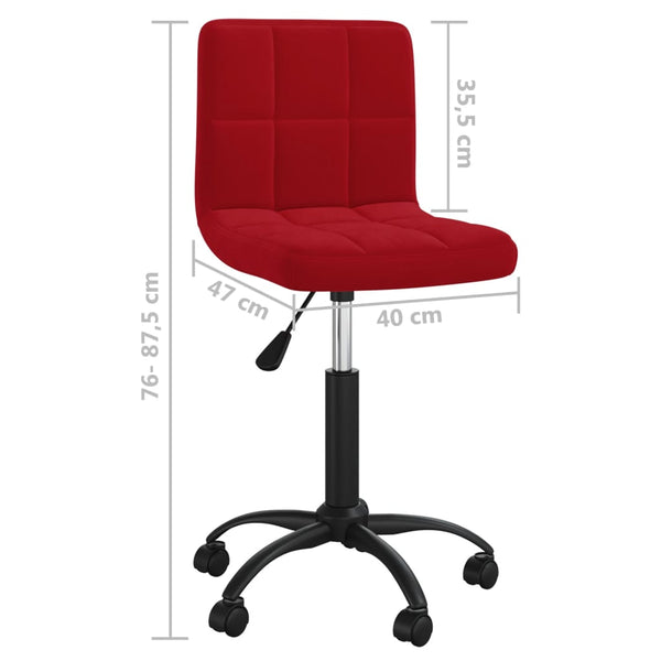 vidaXL Swivel Office Chair Wine Red Velvet
