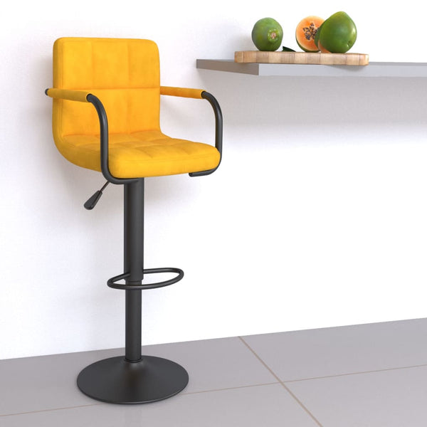 vidaXL Bar Stools Mustard Yellow Velvet
