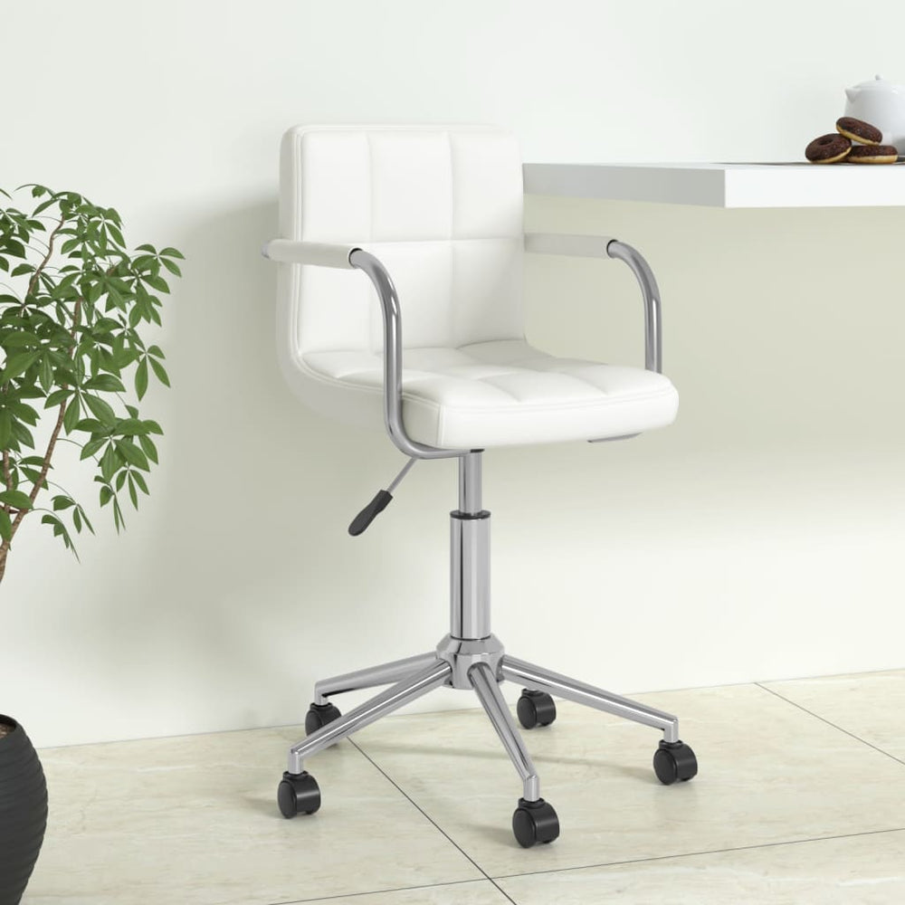 vidaXL Swivel Office Chair White Faux Leather