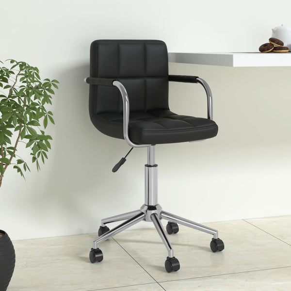 vidaXL Swivel Office Chair Black Faux Leather