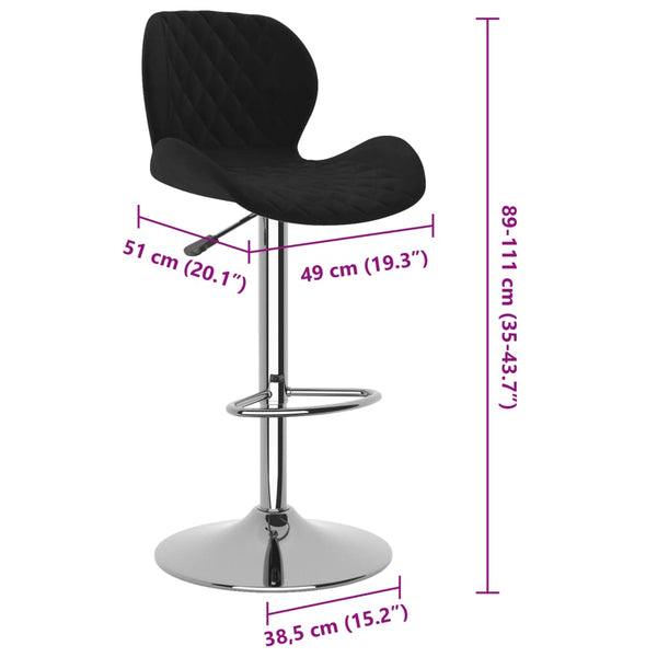 vidaXL Bar Stools 2 pcs Black Velvet