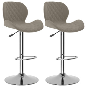 Barhocker 2er Set Hellgrau Samt