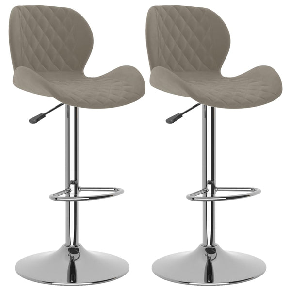 Barhocker 2er Set Hellgrau Samt