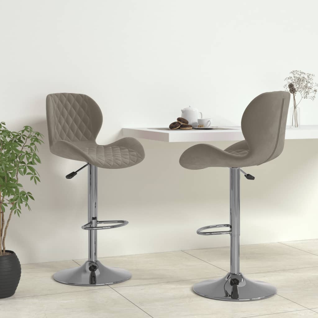 Barhocker 2er Set Hellgrau Samt