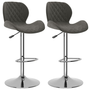 Barhocker 2er Set Dunkelgrau Samt