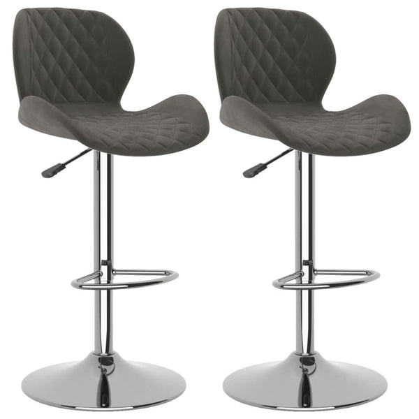 Barhocker 2er Set Dunkelgrau Samt