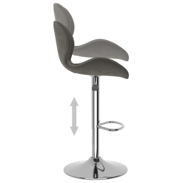 Barhocker 2er Set Dunkelgrau Samt