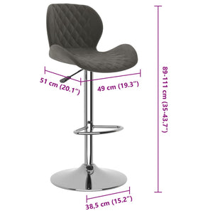 Barhocker 2er Set Dunkelgrau Samt