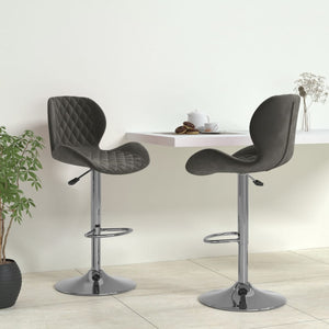 Barhocker 2er Set Dunkelgrau Samt