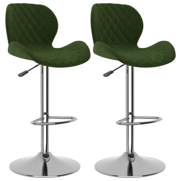 vidaXL Bar Stools 2 pcs. Dark Green Velvet