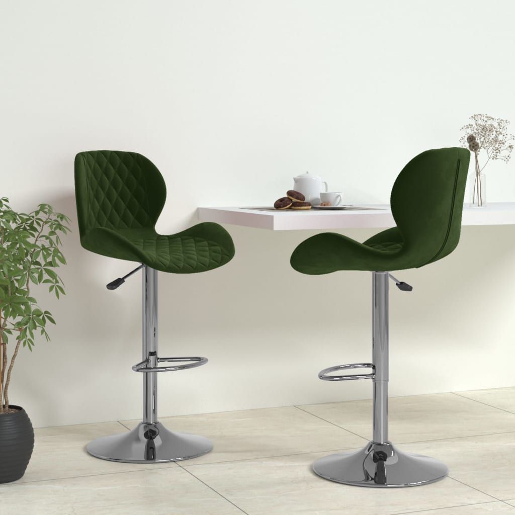 vidaXL Bar Stools 2 pcs. Dark Green Velvet
