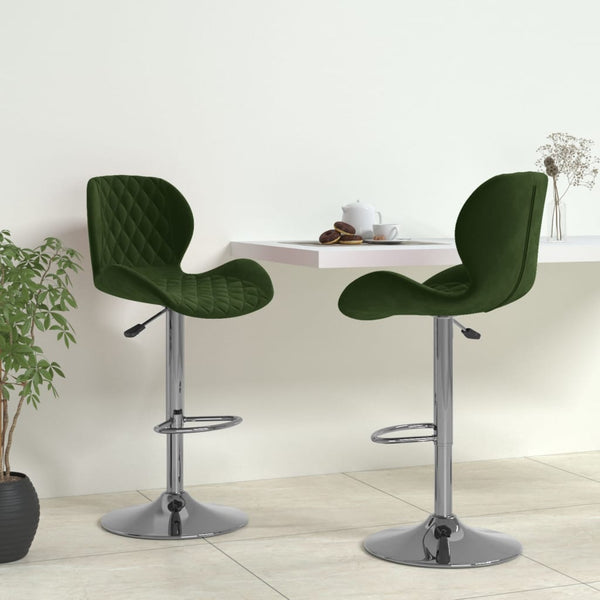 vidaXL Bar Stools 2 pcs. Dark Green Velvet