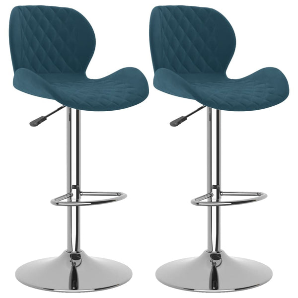 Blaue Samt Barhocker, 2er-Set