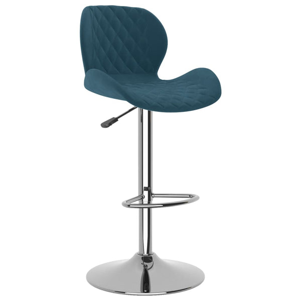 Blaue Samt Barhocker, 2er-Set