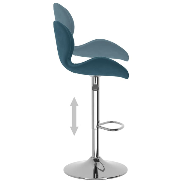 Blaue Samt Barhocker, 2er-Set