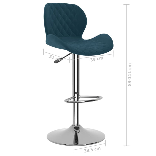 Blaue Samt Barhocker, 2er-Set