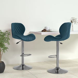 Blaue Samt Barhocker, 2er-Set