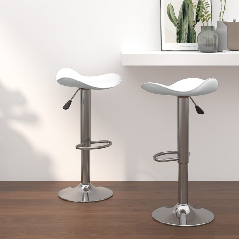 vidaXL Bar Stools 2 pcs White Chromed Steel and Faux Leather