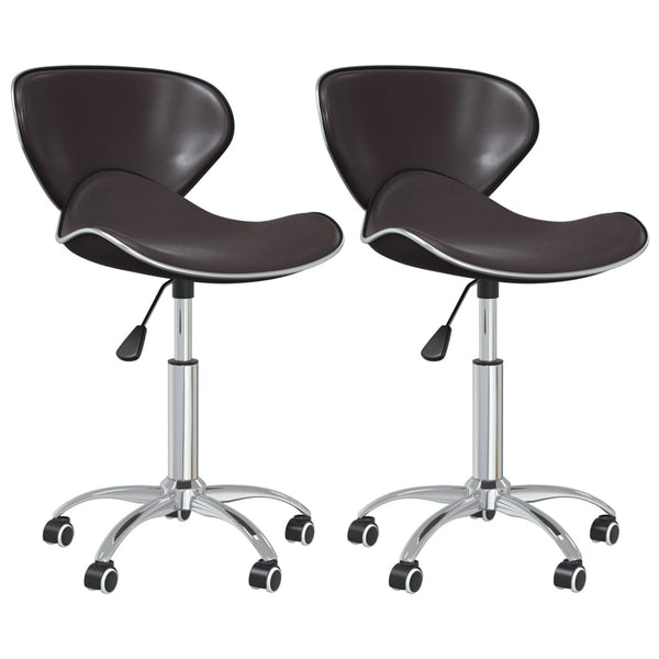 vidaXL Dining Chairs 2 pcs Swivel Brown Faux Leather