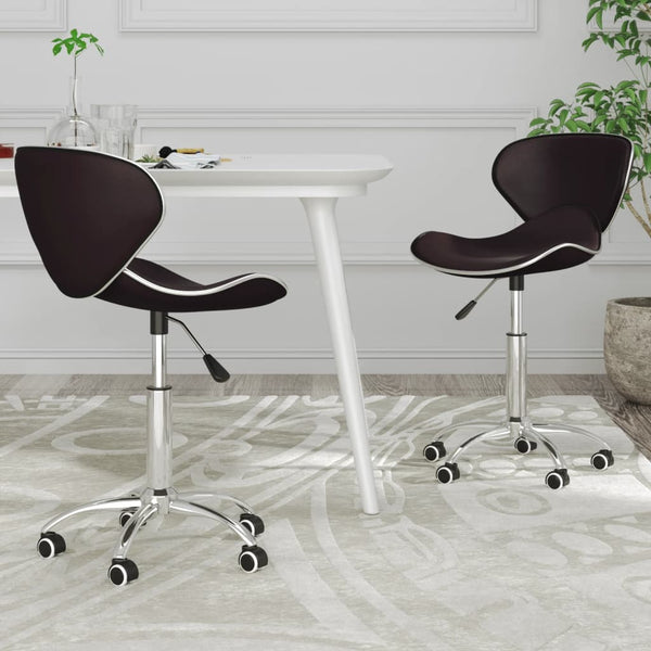 vidaXL Dining Chairs 2 pcs Swivel Brown Faux Leather