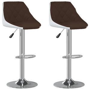 Barhocker 2er Set Braun Weiß Kunstleder