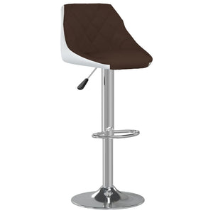 Barhocker 2er Set Braun Weiß Kunstleder