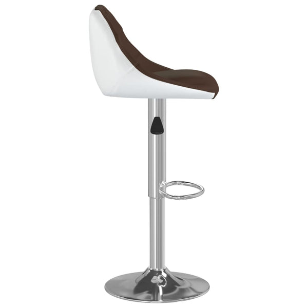 Barhocker 2er Set Braun Weiß Kunstleder