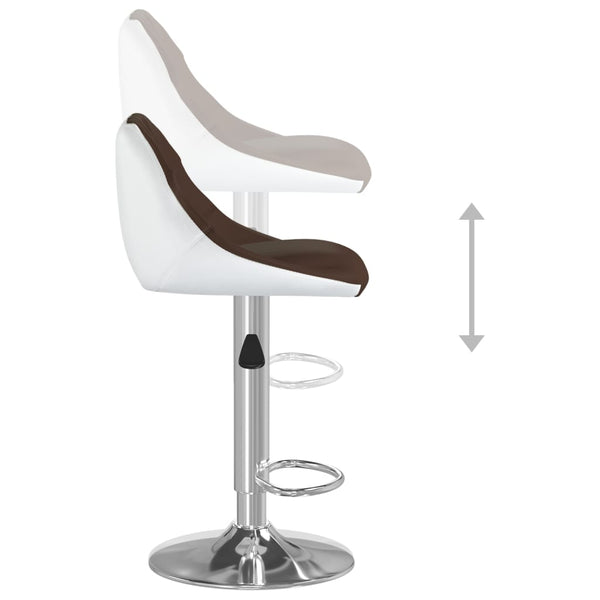 Barhocker 2er Set Braun Weiß Kunstleder