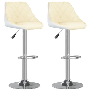 Barhocker 2er Set Creme Weiß Kunstleder